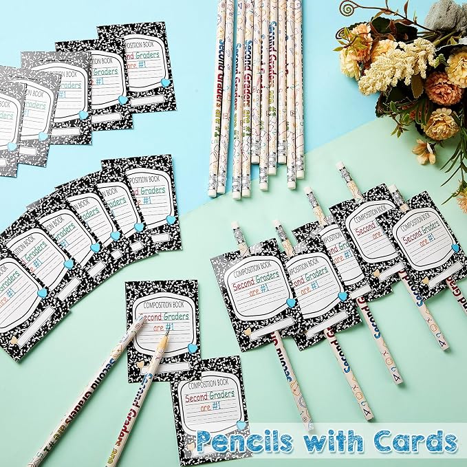 Tenceur 48 Set Back to School 2nd Graders Pencils & Cards Gifts Bulk