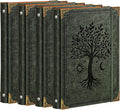 OVESMUSL 4 Pack PU Leather 3 Ring Binder, 1 Inch Green Tree | Fits 8.5x11 letter paper, holds 200 sheets, loose leaf organizer