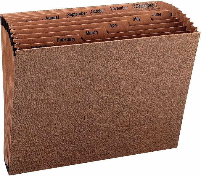 Smead TUFF Expanding File, Monthly (Jan.-Dec.), 12 Pockets, Letter Size, Redrope-Printed Stock (70488)