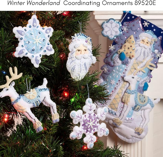 Bucilla Felt Applique 18" Stocking Making Kit, Winter Wonderland, Perfect for DIY Arts and Crafts, 89540E