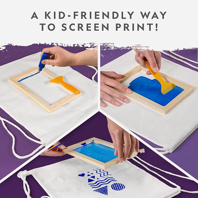 National Geographic Screen Printing Arts and Crafts Kit for Kids | Fabric Paint, Screen Printing Frame, Stencils, Squeegee, Drawstring Bag, Silk Screen Craft, Creative Birthday Gift
