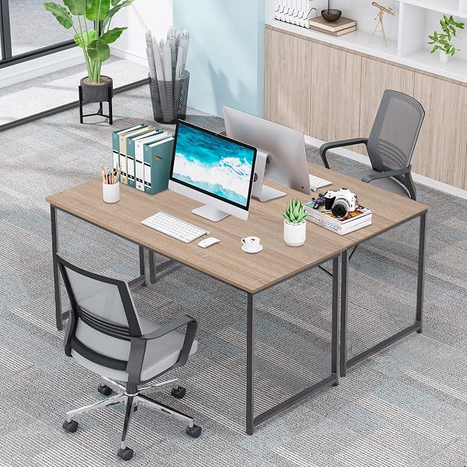 PayLessHere | 39 Inch Computer Desk | Nature | Sturdy Office Desk | Metal Frame, Adjustable Feet | Water-Resistant, Scratchproof Surface | Writing Table for Home Office or Study | Pack of 1