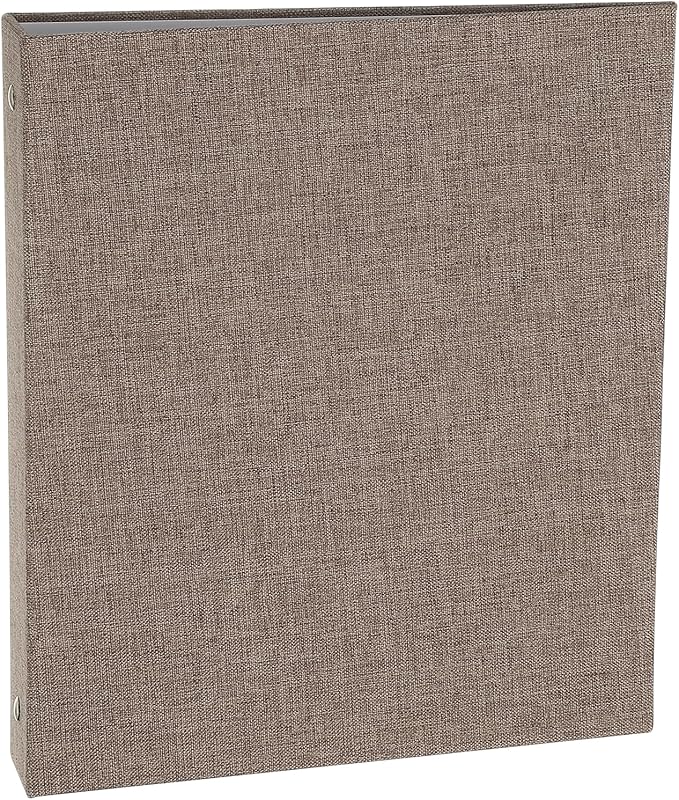 PATIKIL A5 Size 3 Ring Binder,1Pcs 1 Inch Round Ring Durable Linen Hardcover Binder Fit for Paper Recipe Photo Office, Dark Gray