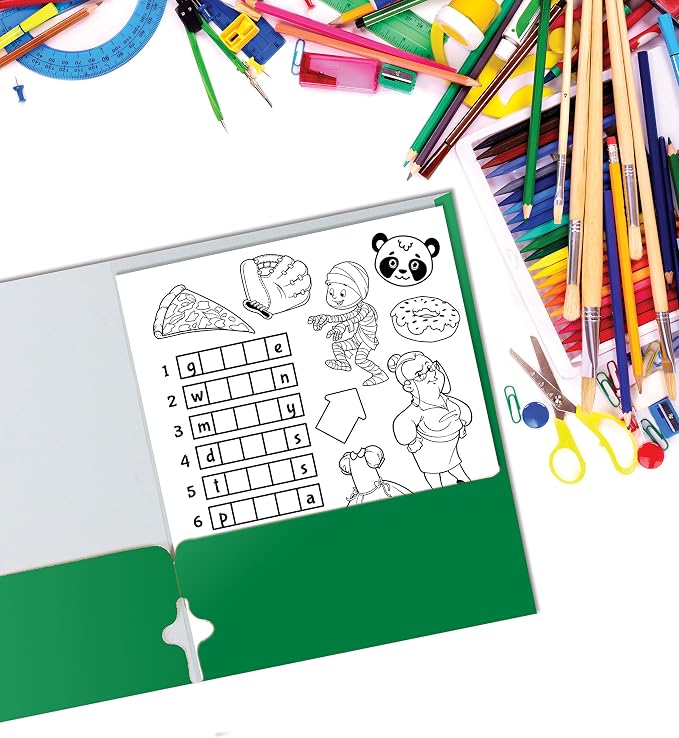 Better Office Products Green Folders, 50 Pack Letter Size Pocket Folders, Green Folders with Pockets, Two Pocket Portfolio Folders, Durable Paper Folders for School Classroom Office Organization