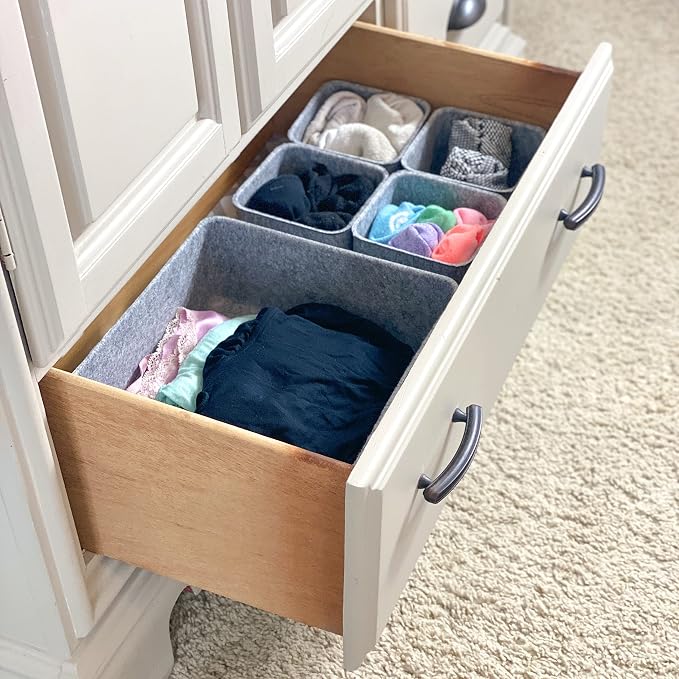 Desk Organizers Storage bins Set Office Drawer Organizers Pen holder pencil cup phone stand sticky note storage Closet Cabinet boxes Organizing 5-piece Pack (Gray)