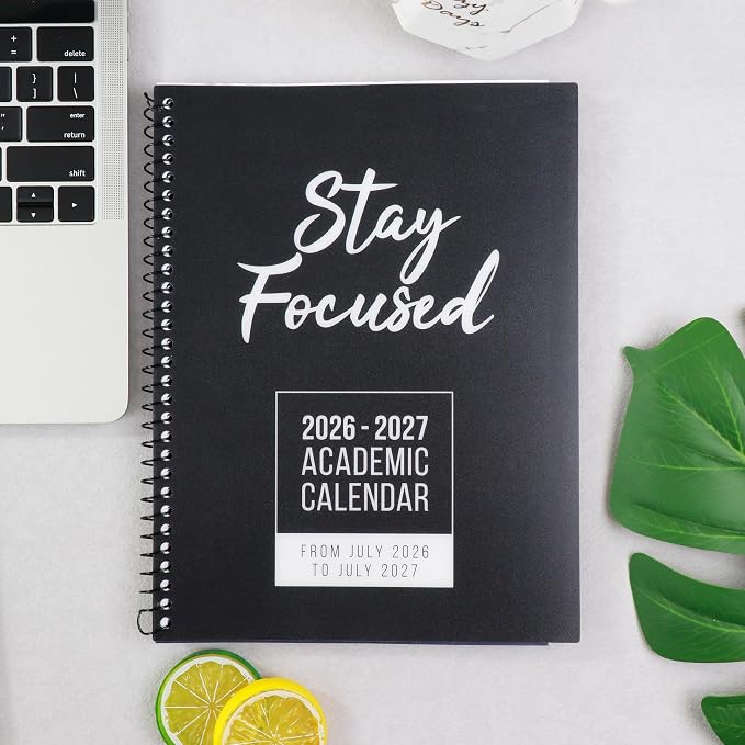 RE-FOCUS THE CREATIVE OFFICE, 2026-2027 Academic Calendar, Monthly and Weekly Views with Time Slots, To-Do List (Black)