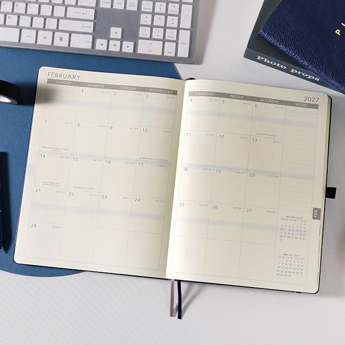 Planner 2026-2027 - Jul 2026 - Jun 2026, 8.5" x 11" 2026-2027 Planner Weekly and Monthly, Faux Leather Cover, Pen Holder, Pocket, 25 Notes Pages, A4 Premium Paper - Blue