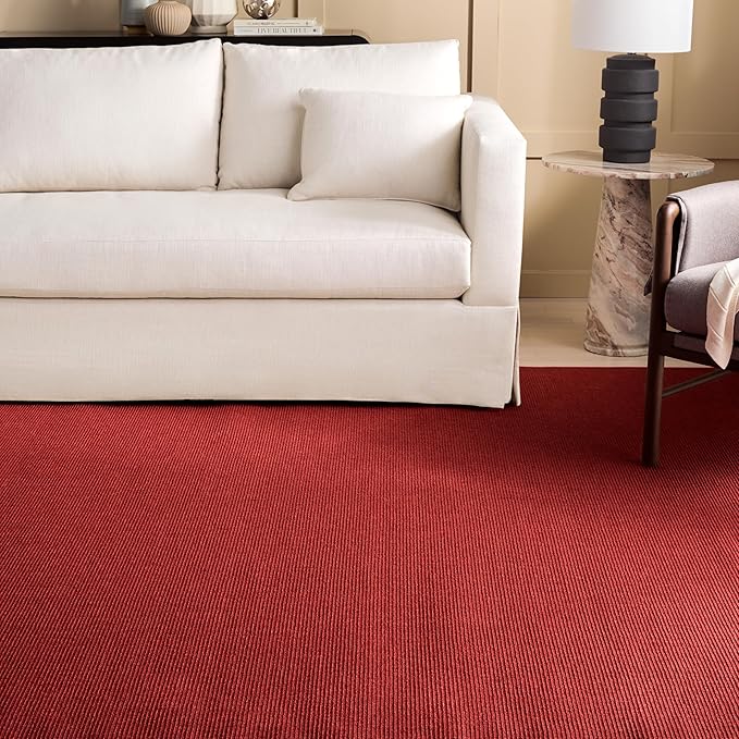 Martha Stewart x SAFAVIEH Area Rug Collection - 8' x 10', Red, Sisal & Jute, Farmhouse Style, Ideal for Living Room, Bedroom, Office, Dining Space (MSR9501Q)