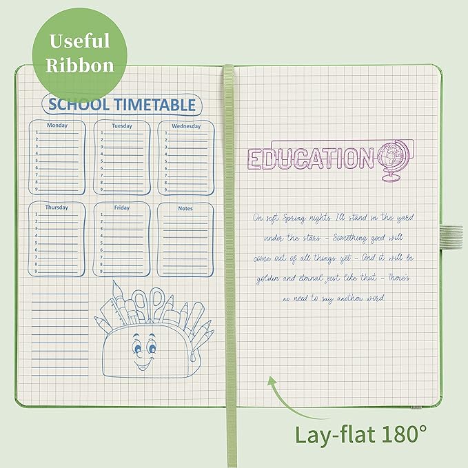 Graph Grid Paper Notebook/Journal - Classic Journal/Notebook with Ribbon Divider