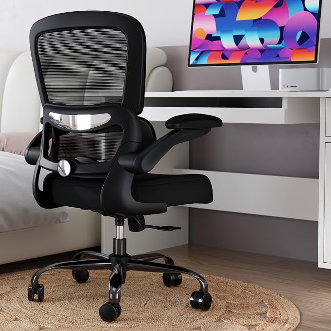TRALT Office Chair - Ergonomic Desk Chair with Adjustable Lumbar Support, Mesh Computer Chair, Executive Chairs for Home Office Comfortable Lumbar Support Black Pack of 4