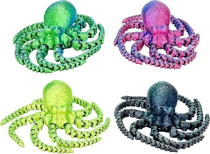 GEDDES Raymond 3D Printed Octopus Fidget Toys – Pack of 16 – Octopus Figures for Kids, Classrooms, and Party Favors