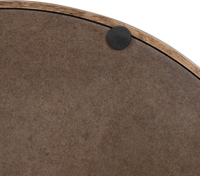 Kate and Laurel Lipton Modern Round Wood Tray, 15.5" Diameter, Rustic Brown with Black Handles, Decorative Accent Tray for Storage and Display