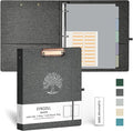 EYROZILL 3 Ring Binder, 1 Inch Linen Binder Organizer for Letter Size (8.5" x 11") with 5 Tab Dividers, File Folder Labels and Low Profile Clipboards, School and Office Supplies- Dark Grey