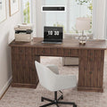 Garvee 60" Office Desk with Storage & Drawers for Home Office, Brown | Fluted Wood Executive Desk with File Drawer & Charging Station, Modern Computer Desk with Adjustable Shelves