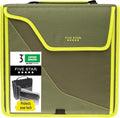 Five Star Zipper Binder, 3 Inch 3-Ring Binder with D Rings, Removable Padded Case, 5-Tab Expanding File and Multi-Use Strap, 850 Sheet Capacity, Olive/Citrus (292960C)