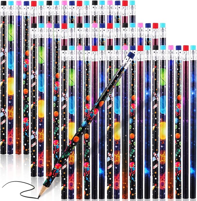Geyee 144 Pcs Space Pencils Hawaiian Shark Themed Party Favors, Star