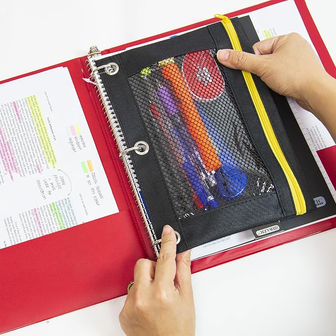 BAZIC Products 1" Color 3-Ring Binder, Round Ring, 2 Pockets, 4-Set | round rings, 1 in Assorted Color 3-ring binder, 2 inside pockets, holds up to 175 sheets, Durable poly cover