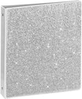 NatureTouch 3 Ring Binder, Glitter 1 Inch Organizer (10.5'' x 11.5'') Holds 8.5’’ x 11’’ Letter Size 300 Pages, Waterproof Durable View Binder, 1 Pack, Silver