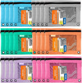 BAZIC PRODUCTS Retro Pastel 3-Ring Pencil Pouch with Mesh Window, 24-Box | clear mesh window and a zipper closure for pens, pencils