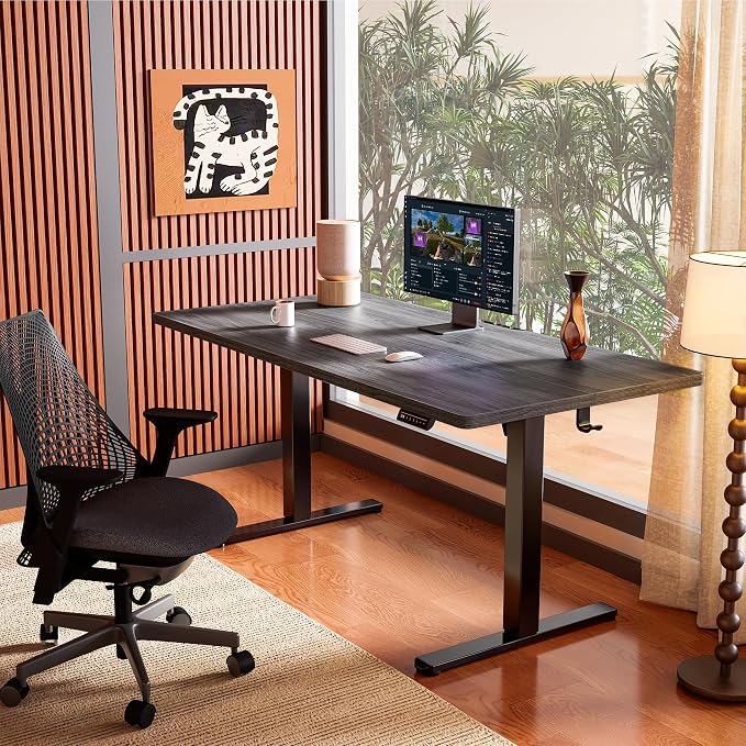 ErGear Height Adjustable Electric Standing Desk, 48 x 24 Inches Sit Stand up Desk, Memory Computer Home Office Desk, Grey