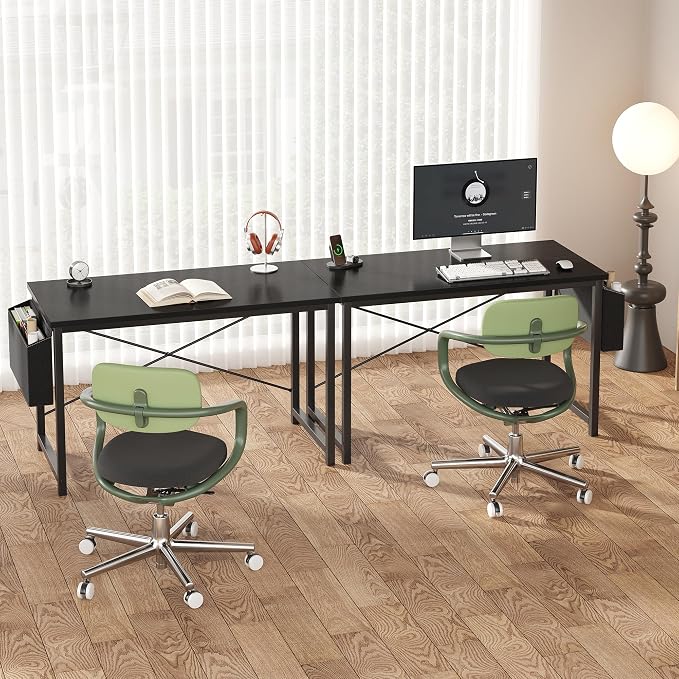 OLIXIS Computer Desk, 47 Inch Gaming Desks for Home Office Small Spaces | Writing Study Craft Work Table, Computer Workstation for Bedroom with Storage Bag, Black
