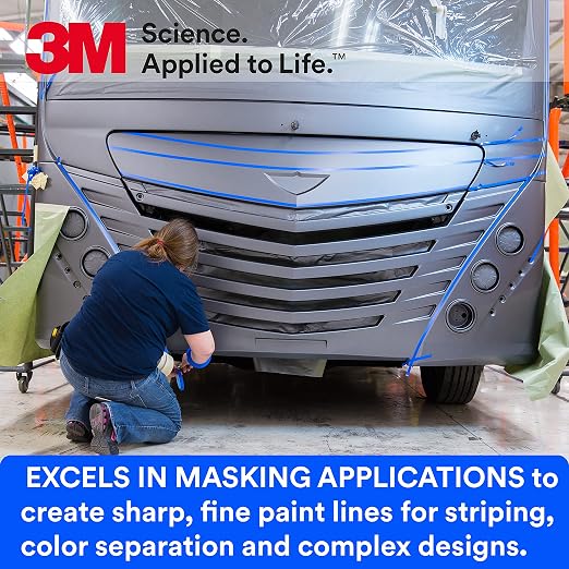 3M Vinyl Tape 471+, 1 in x 36 yd, Indigo, 1 Roll | Fine Line Tape for Paint Masking Striping, Color Separation and Complex Designs, High-Temperature