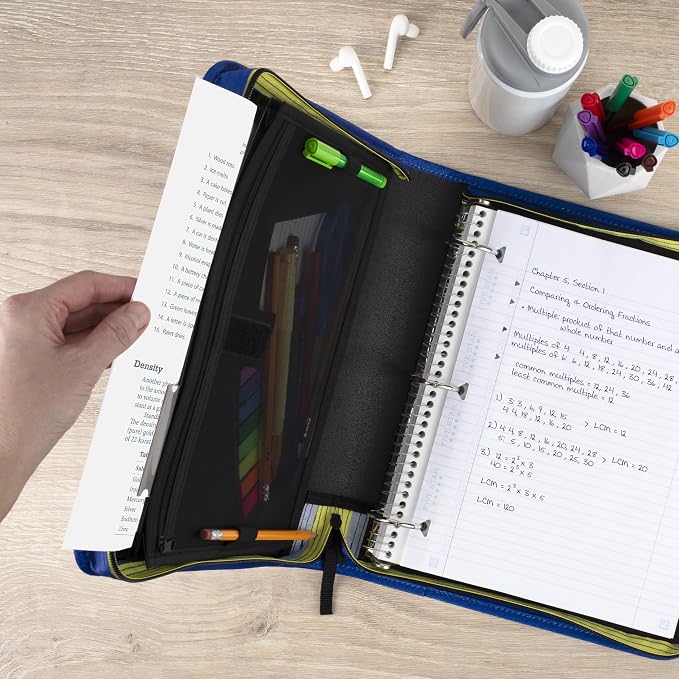 Five Star Zipper Binder 1.5 Inch O-Rings Case Organiser with 3-Pocket Expanding File, 500 Sheet Capacity, Cosmic Blast (280146J)