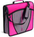 Case-it School Zipper Binder | 3-Inch O-Rings | 600-Sheet | D-146 Magenta | Mighty Zip Tab, 5-Subject Expanding File Folder, Multiple Pockets, Storage Organizer, Shoulder Strap, Office