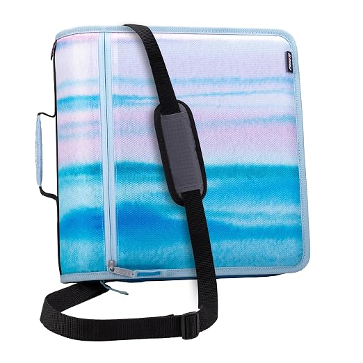 Case-it Zipper Binder | 3-Inch O-Rings | 600-Sheet | D-146 Watercolor Sky | Mighty Zip Tab, 5-Subject Expanding File Folder, Multiple Pockets, Storage Organizer, Shoulder Strap, School & Office