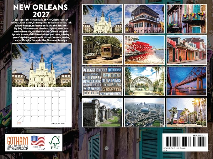 New Orleans Calendar 2027 Monthly Wall Calender 12 Month