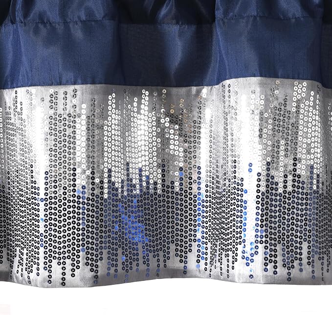 Lush Decor Night Sky Sequins Valance Curtain Single, 52"W x 18"L Navy & White - Kitchen Curtains Valances For Windows - Bathroom Curtains Window