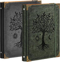 OVESMUSL 2 Pack PU Leather 3 Ring Binder, 1 Inch Green Black | Fits 8.5x11 letter paper, holds 200 sheets, loose leaf organizer