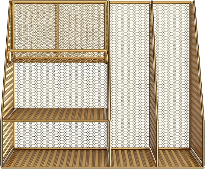 Martha Stewart Ryder Mesh Metal Magazine File Holder, Gold | Steel Mesh, Gold Finish