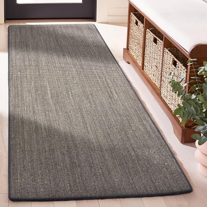 Martha Stewart x SAFAVIEH Area Rug Collection - 2'3" x 12' Runner, Charcoal, Sisal & Jute, Farmhouse Style, Ideal for Living Room, Foyer, Bedroom, Hallway (MSR9501F)