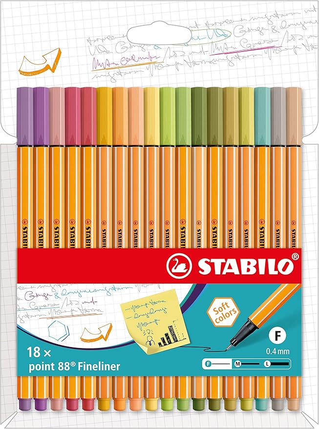 STABILO - point 88 - Fineliner - Pack of 18 - Assorted Trendy colors