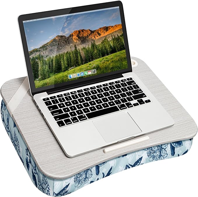 LAPGEAR XL Designer Lap Desk – Blue Blossoms, Fits 17.3” Laptops