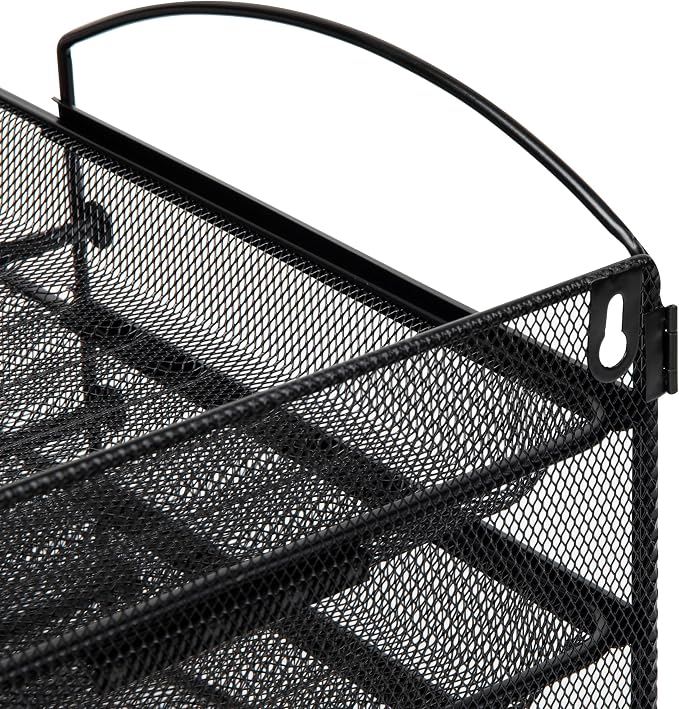 Mind Reader 4-Tier Paper Tray, File Storage, Desktop Organizer, Wall Mountable, File Organization, Metal Mesh, Black