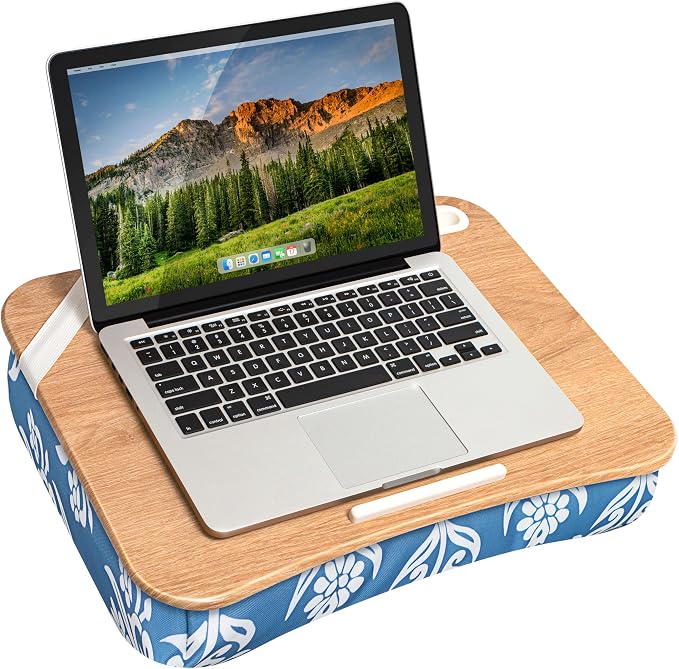 LAPGEAR Designer Lap Desk – Floral Block Print, Fits 15.6” Laptops