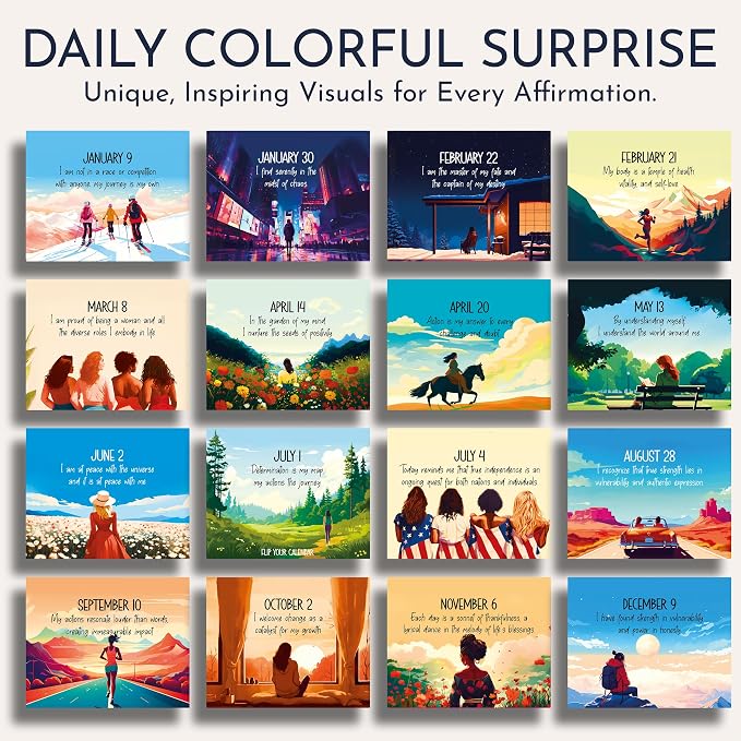 Daily Affirmations for Women, Perpetual Desk Calendar, 366 Positive Quotes | Inspirational Self Care Gifts for Women, Perpetual Flip Desk Calendar, Motivational Office Accessories, Personal Growth