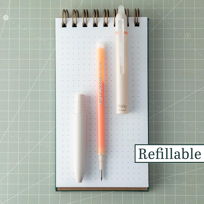 PILOT FriXion Waai Retractable & Refillable Erasable Gel Pens, Extra Fine Point 0.5 mm, Pale Orange Ink, 12 Count