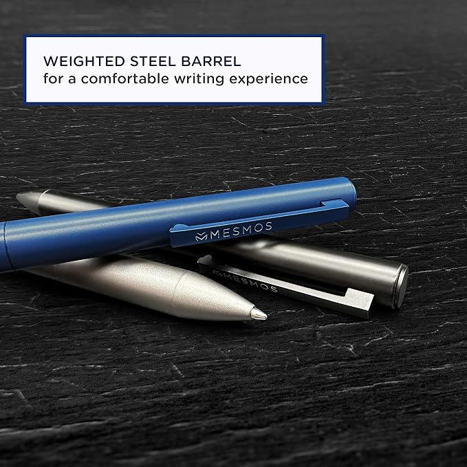 MESMOS 3Pk Luxury Fancy Pen Set, Cool Metal Ballpoint Pens, Office Supplies and Desk Accessories for Men, Unique Birthday Gifts for Men Who Have Everything, Engraved Black Ink Nice Pens