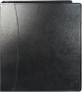 Vintage Faux Leather 3-Ring Binder, 2-Inch Spine, Round Ring, Fits Letter Size 8.5" x 11" Paper, Built-in Interior Pockets, Professional Document Binder (Black, 2 Inch)