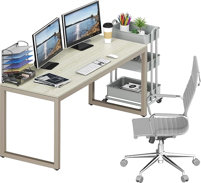 SHW 55-Inch Commercial-Grade Office Computer Desk, Maple | 10-Year Limited Warranty