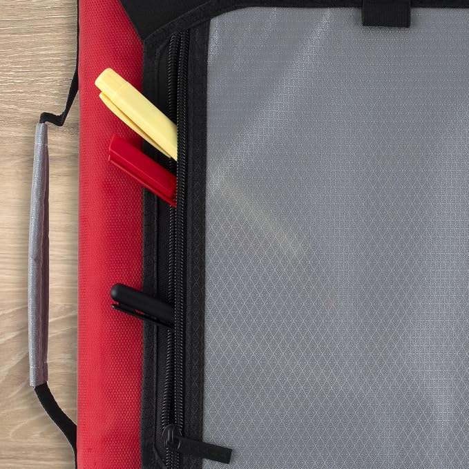 Five Star Zipper Binder 2 Inch O-Rings Case Organiser with Expansion Panel and 5-Tab Expanding File Folder, 580 Sheet Capacity, Crimson Fade (290520K)