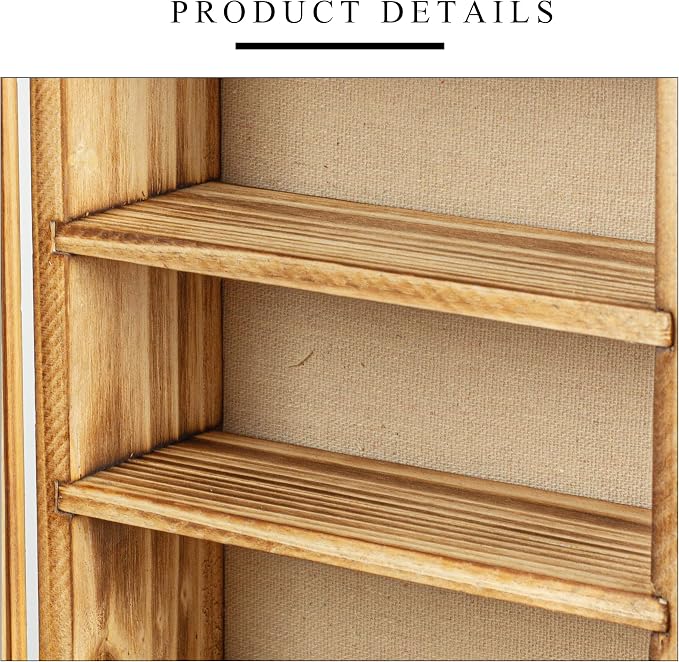 Freezing point Display Cases for Collectibles 16.6×7.4×3.8 Display Shelf Organizer Wall Mounted Shadow Box Frame Wood Holder Large Glasses Storage Box