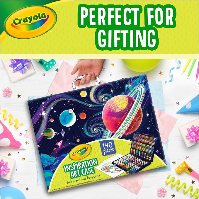 Crayola Inspiration Art Case Coloring Set, 140pc Space Theme – Art Kit for Kids, Crayons, Markers, Pencils, Gift for Boys & Girls, Ages 5, 6, 7, 8 [Amazon Exclusive]