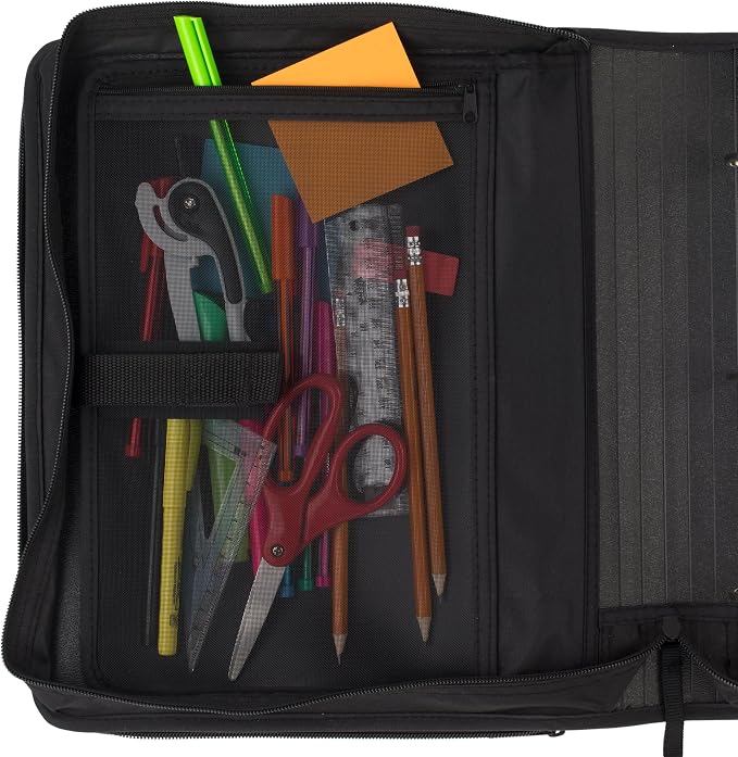 Five Star Zipper Binder, 2 Inch 3-Ring Binder with Round Rings, 5-Tab Expanding File, 380 Sheet Capacity, Black (72536)