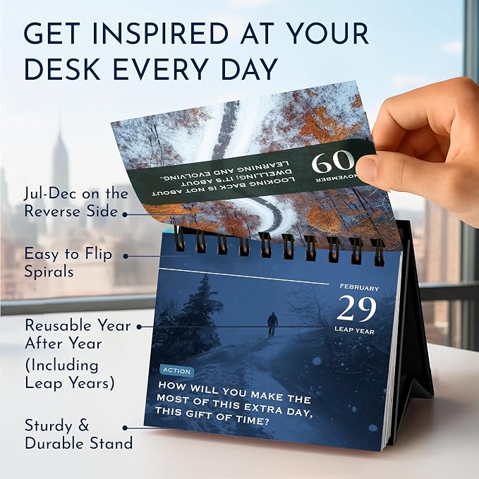 Daily Affirmations for Men, Motivational Desk Flip Calendar, 366 Quotes | Inspirational Gifts for Men, Perpetual Motivational Flip Calendar, Executive Desk Decor, Daily Quotes & Mindset Motivation