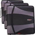 Case-it The Dual 2.0 2-in-1 Zipper Binder | Two 2-Inch D-Rings, 700 Sheet Capacity, 5-Subject Expanding File Folder, Multiple Pockets & Storage Organizer, Shoulder Strap | Dual-301 Black (Pack of 3)
