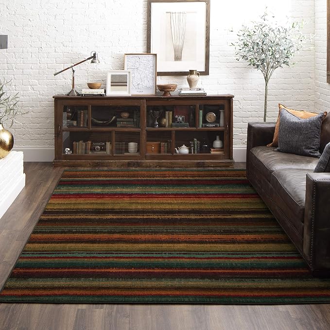 Mohawk Home Boho Stripe 6' x 9' Area Rug - Multicolor - Perfect for Living Room, Dining Room, Office